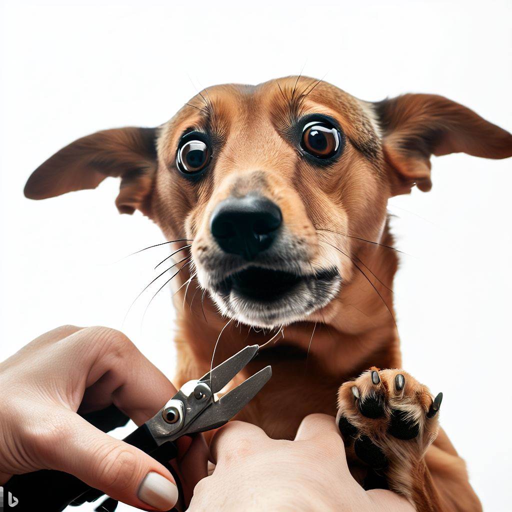 Image of a dog feeling sad on seeing nail clipper